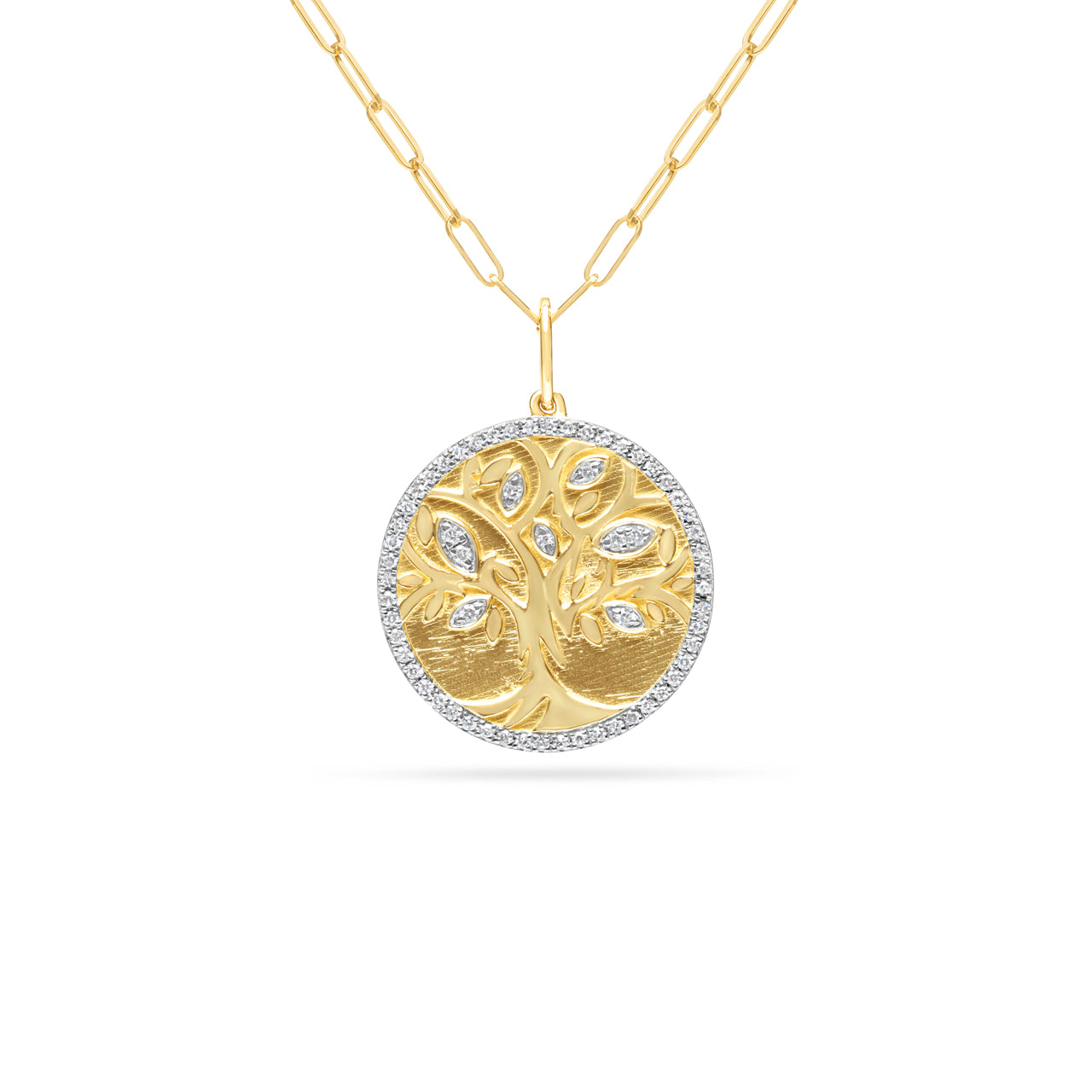 Diamond Tree of Life 18mm Medallion Necklace