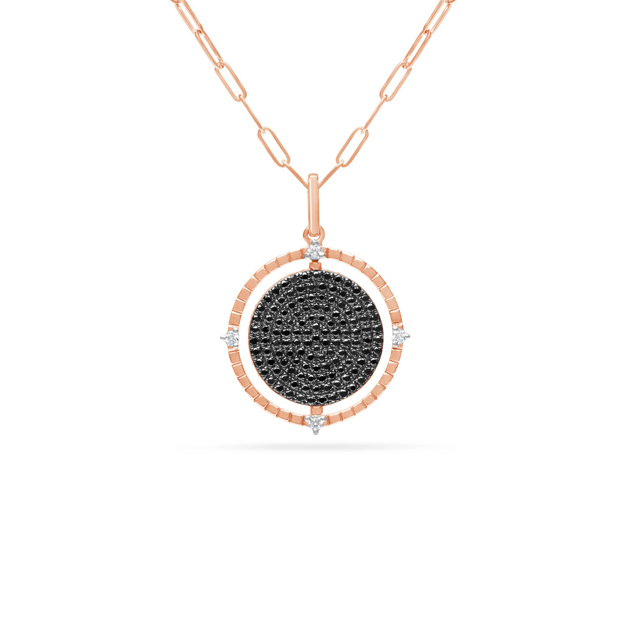 Black & White Diamond Flip Medallion Necklace