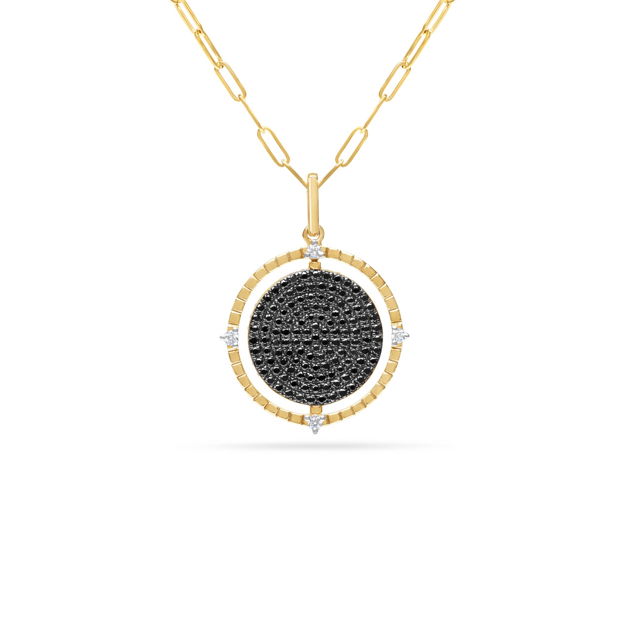 Black & White Diamond Flip Medallion Necklace