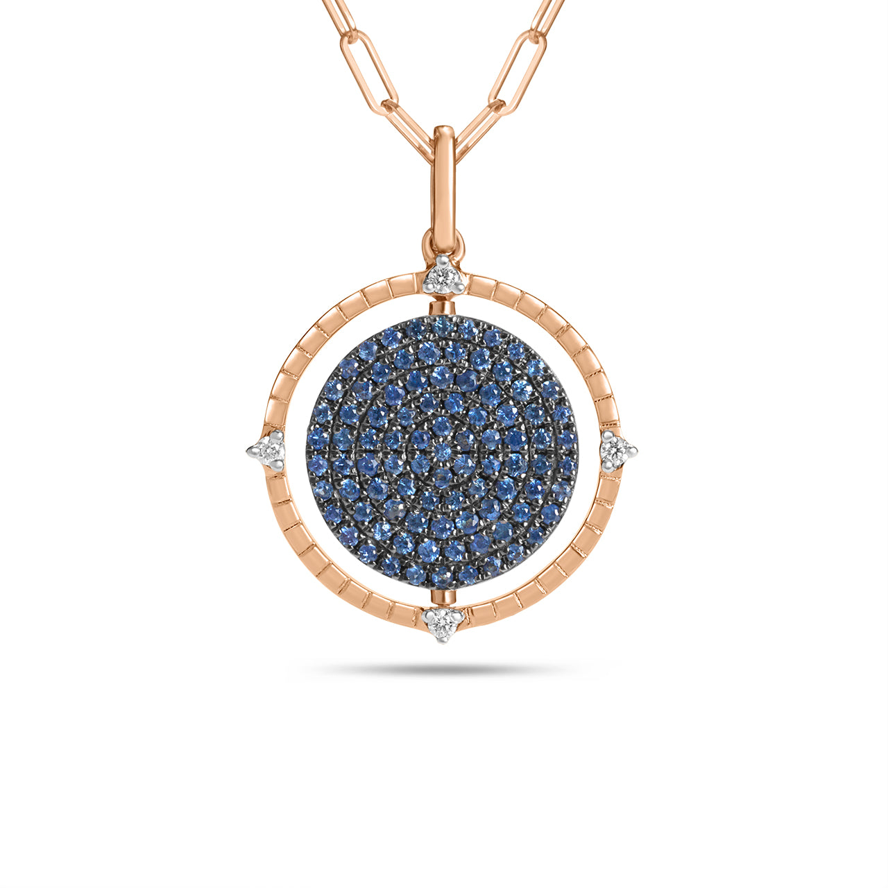 Sapphire & Diamond Flip Medallion Necklace