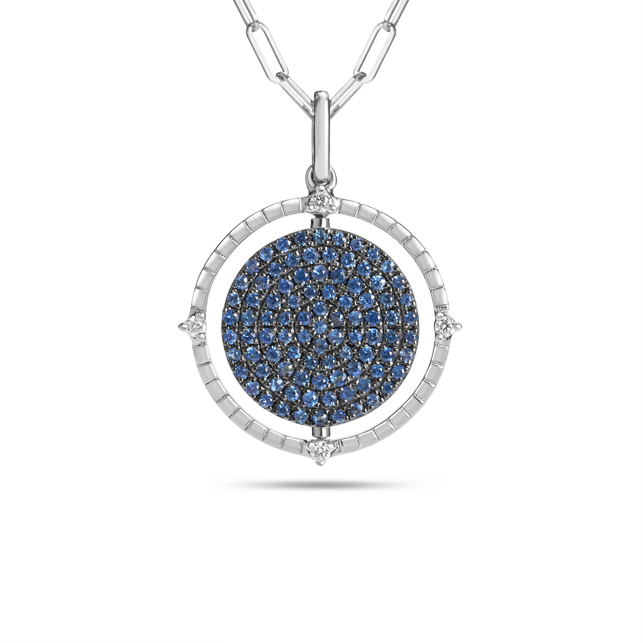 Sapphire & Diamond Flip Medallion Necklace