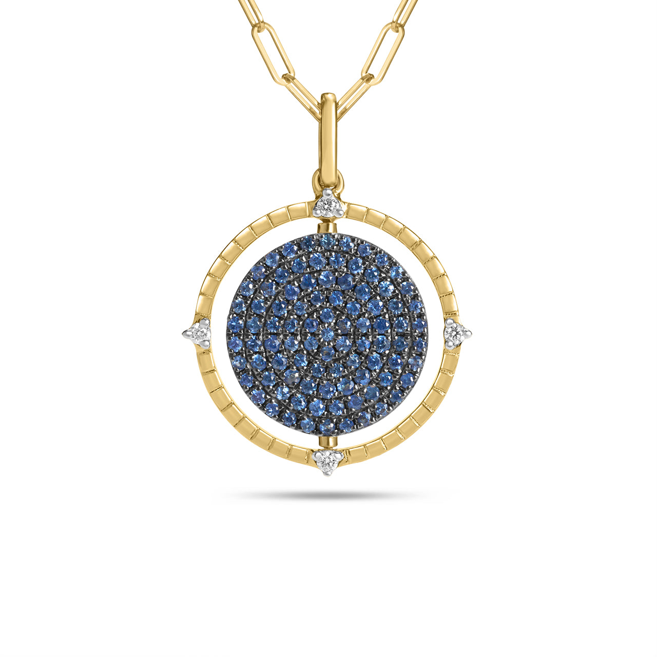 Sapphire & Diamond Flip Medallion Necklace