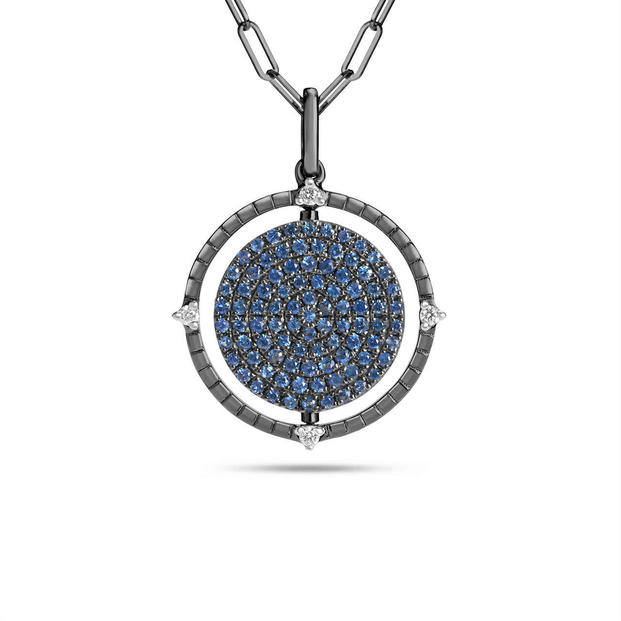 Sapphire & Diamond Flip Medallion Necklace