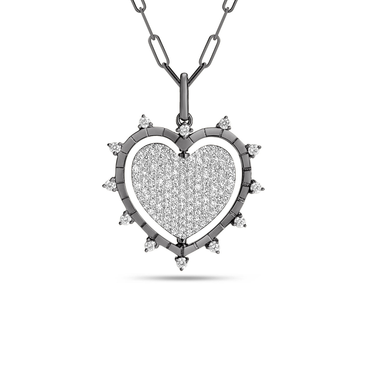 Diamond Heart Flip Medallion Necklace