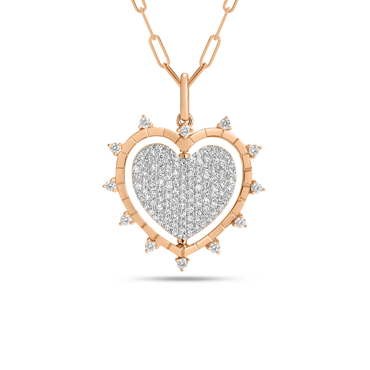 Diamond Heart Flip Medallion Necklace