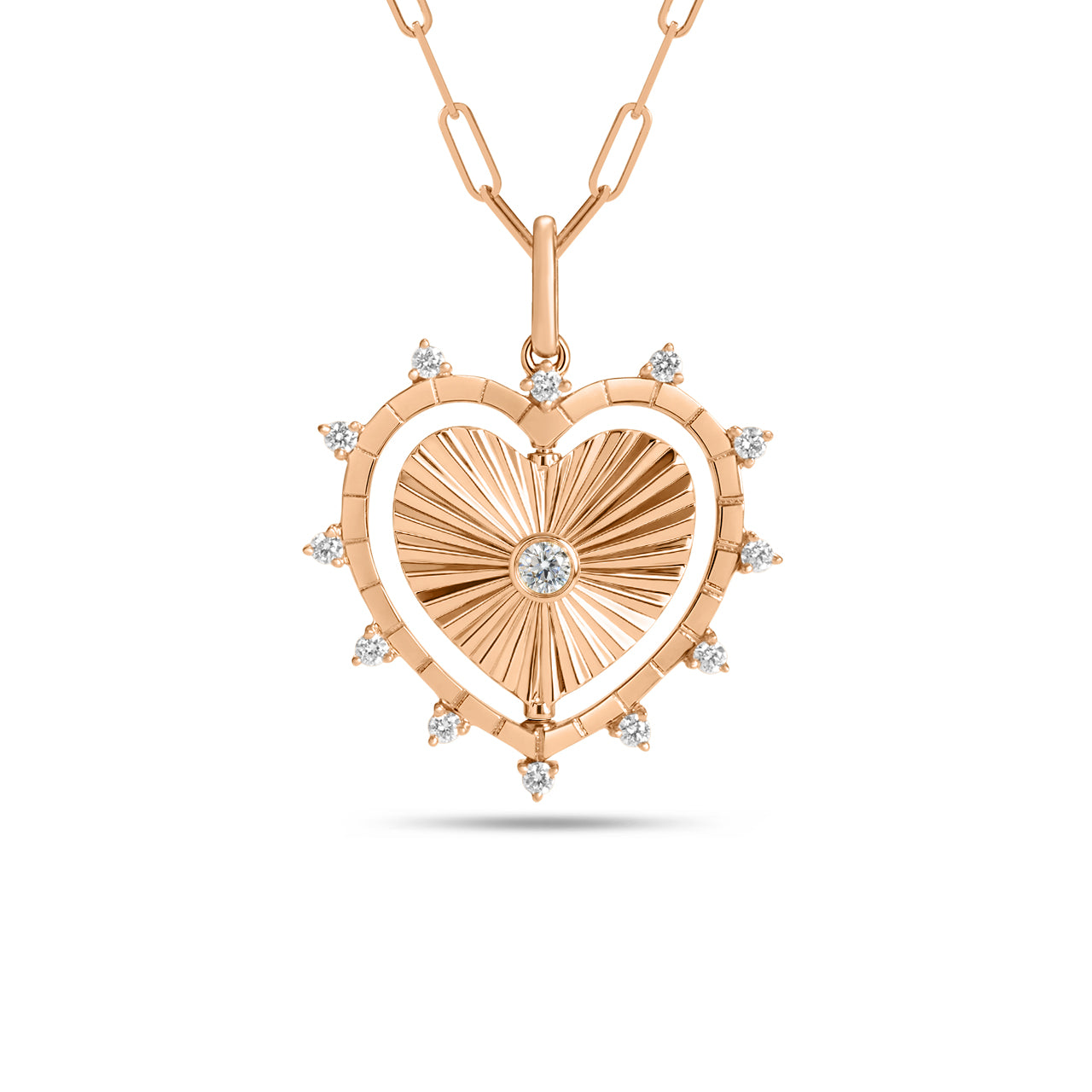 Diamond Heart Flip Medallion Necklace