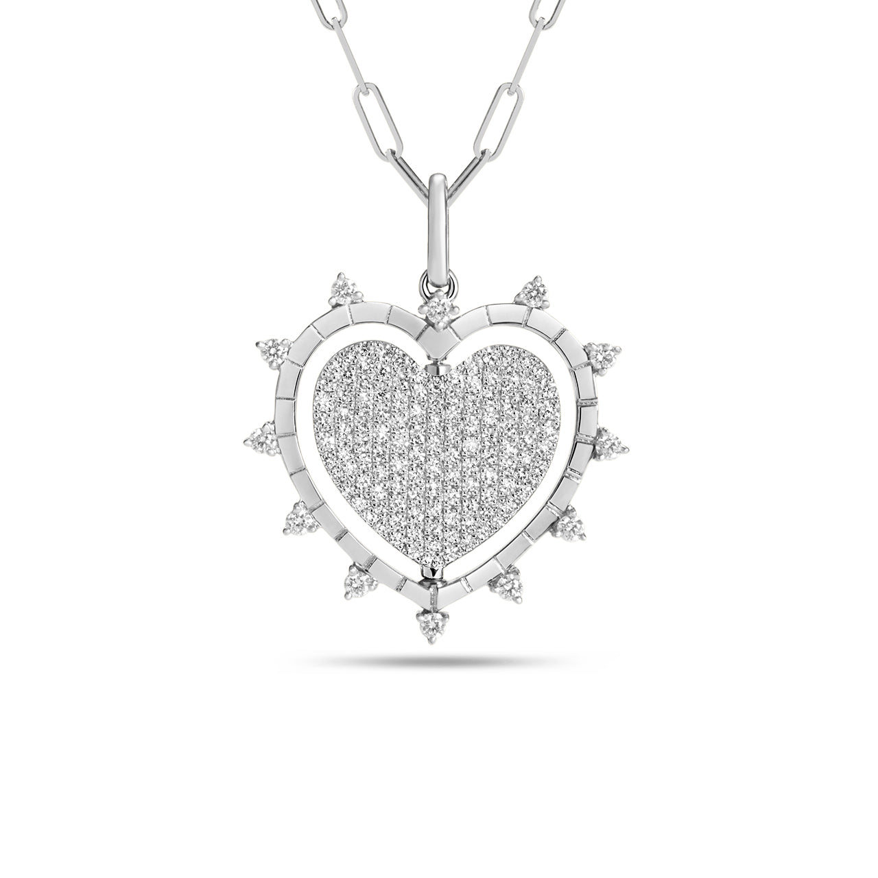 Diamond Heart Flip Medallion Necklace