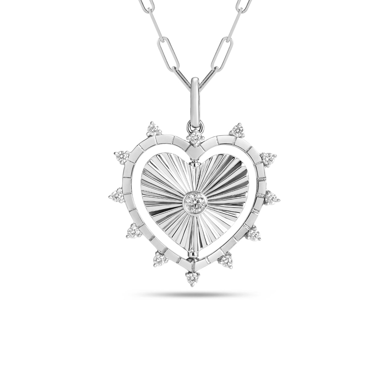 Diamond Heart Flip Medallion Necklace