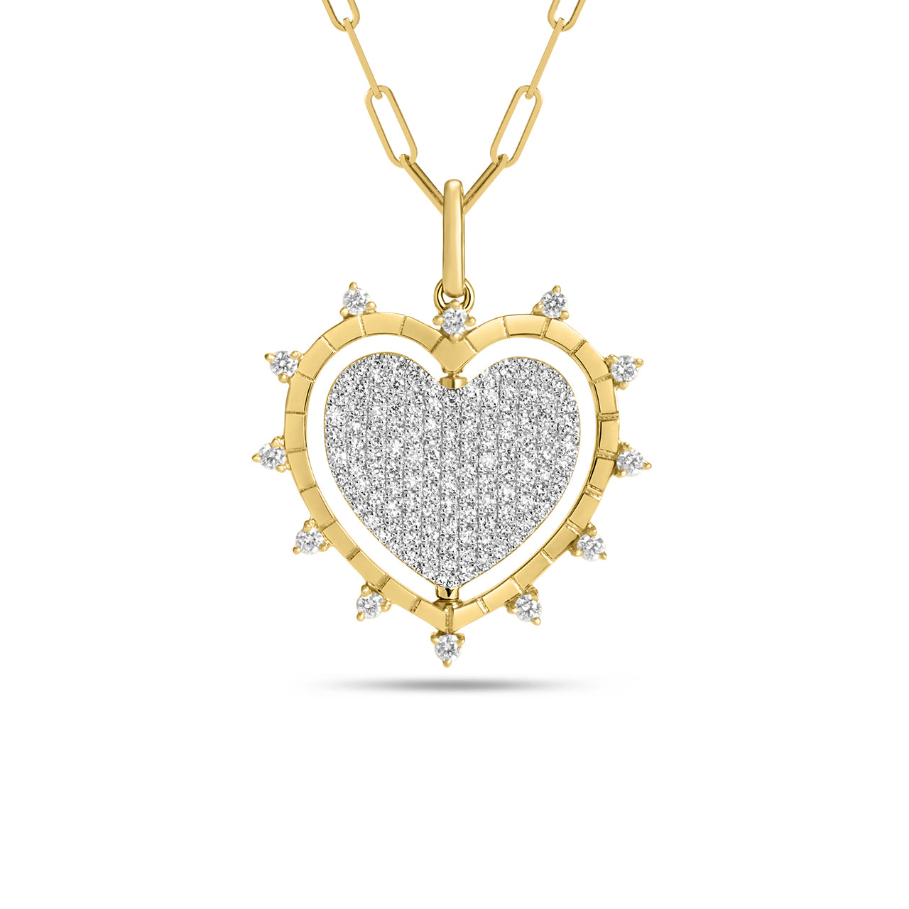 Diamond Heart Flip Medallion Necklace