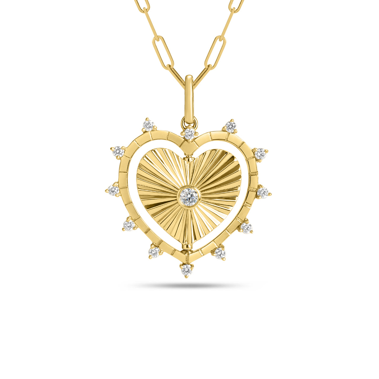Diamond Heart Flip Medallion Necklace