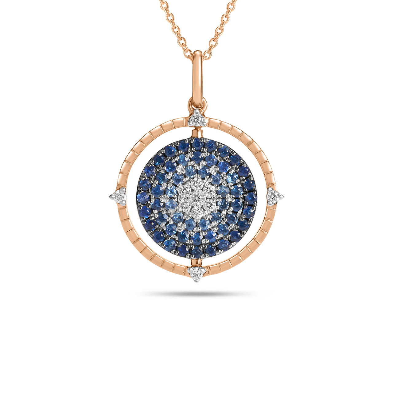 Sapphire & Diamond Ombre Flip Medallion Necklace