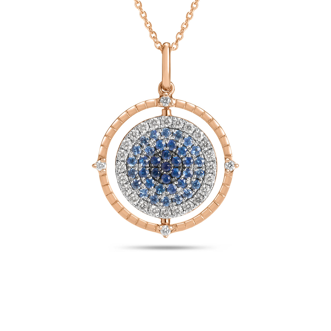 Sapphire & Diamond Ombre Flip Medallion Necklace