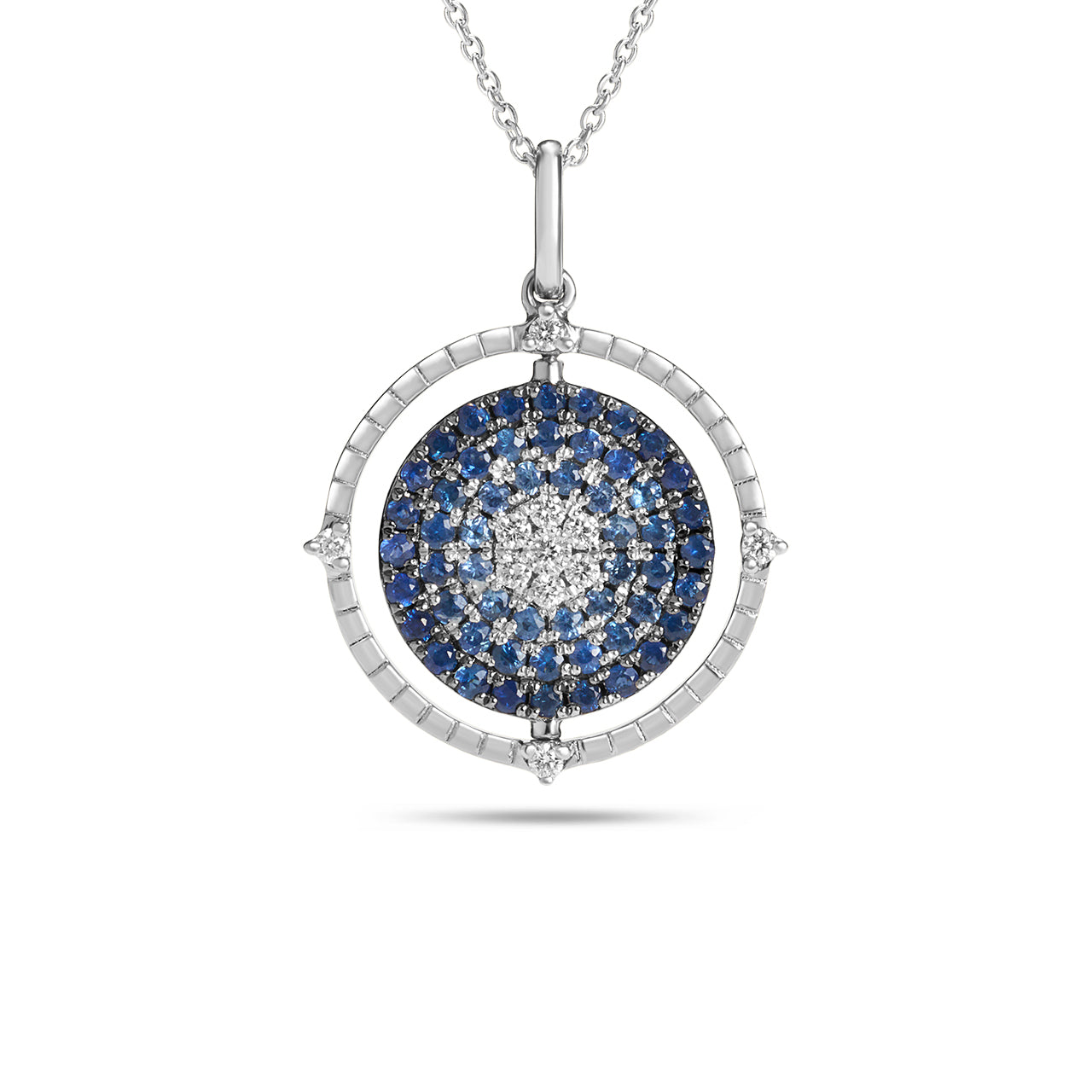 Sapphire & Diamond Ombre Flip Medallion Necklace