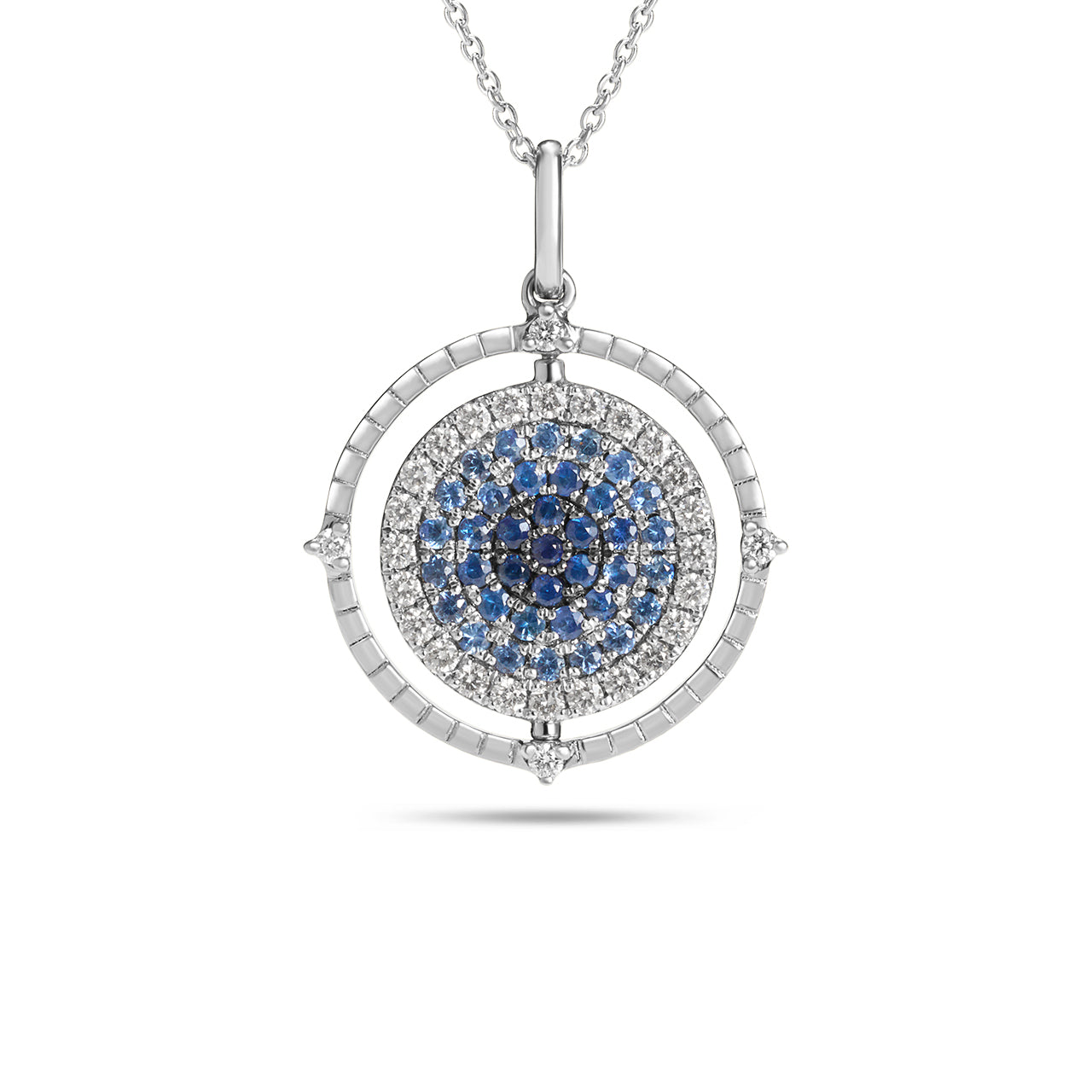Sapphire & Diamond Ombre Flip Medallion Necklace
