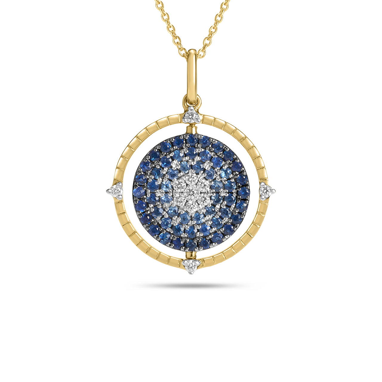 Sapphire & Diamond Ombre Flip Medallion Necklace