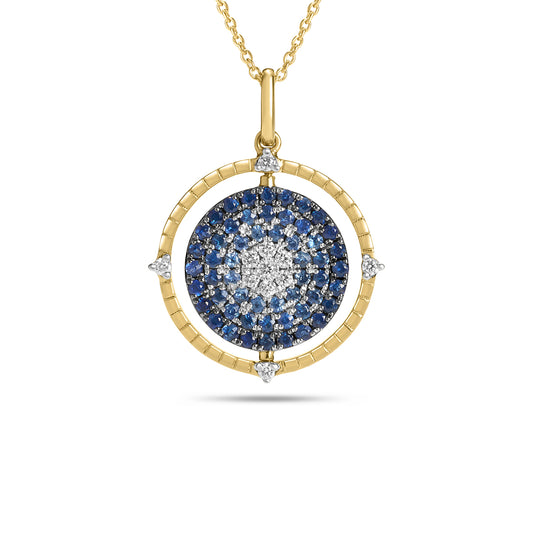 Sapphire & Diamond Ombre Flip Medallion Necklace