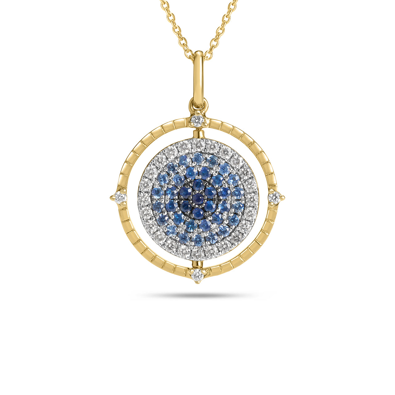 Sapphire & Diamond Ombre Flip Medallion Necklace
