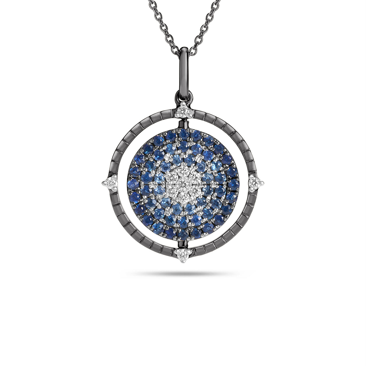 Sapphire & Diamond Ombre Flip Medallion Necklace