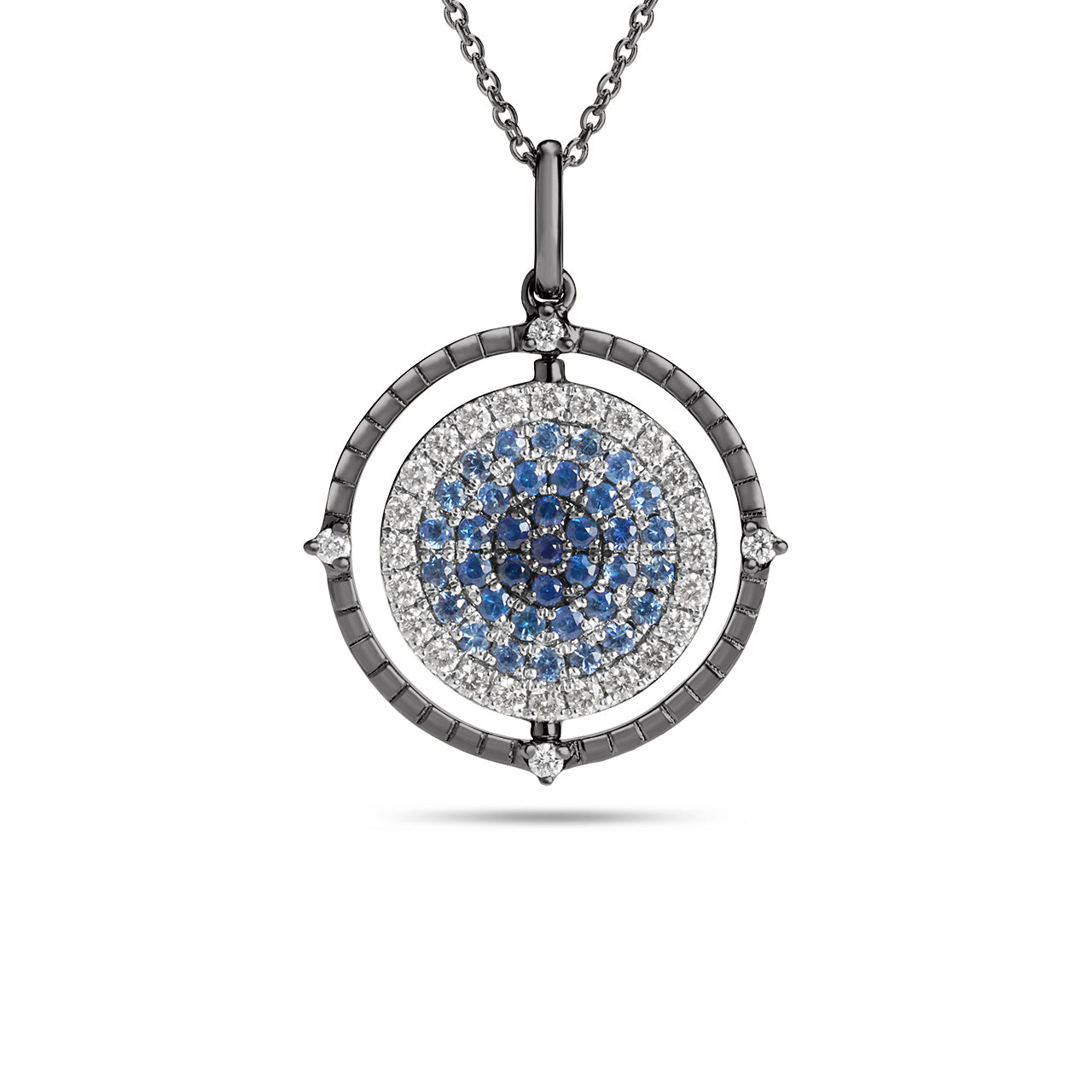 Sapphire & Diamond Ombre Flip Medallion Necklace