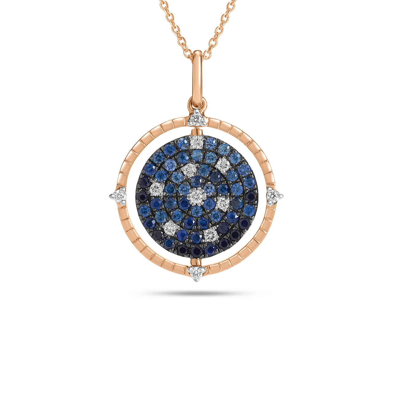 Sapphire & Diamond Scatter Flip Medallion Necklace