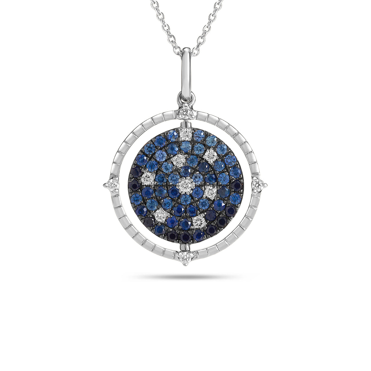 Sapphire & Diamond Scatter Flip Medallion Necklace