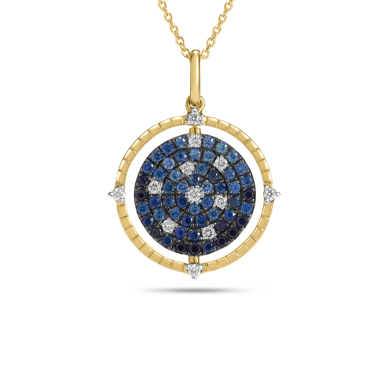 Sapphire & Diamond Scatter Flip Medallion Necklace