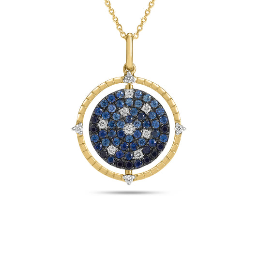 Sapphire & Diamond Scatter Flip Medallion Necklace