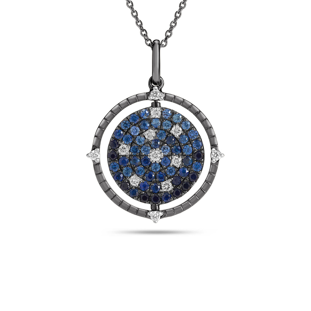 Sapphire & Diamond Scatter Flip Medallion Necklace