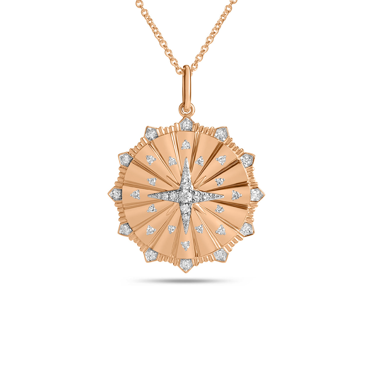 Diamond Compass Galaxy 20mm Medallion Necklace