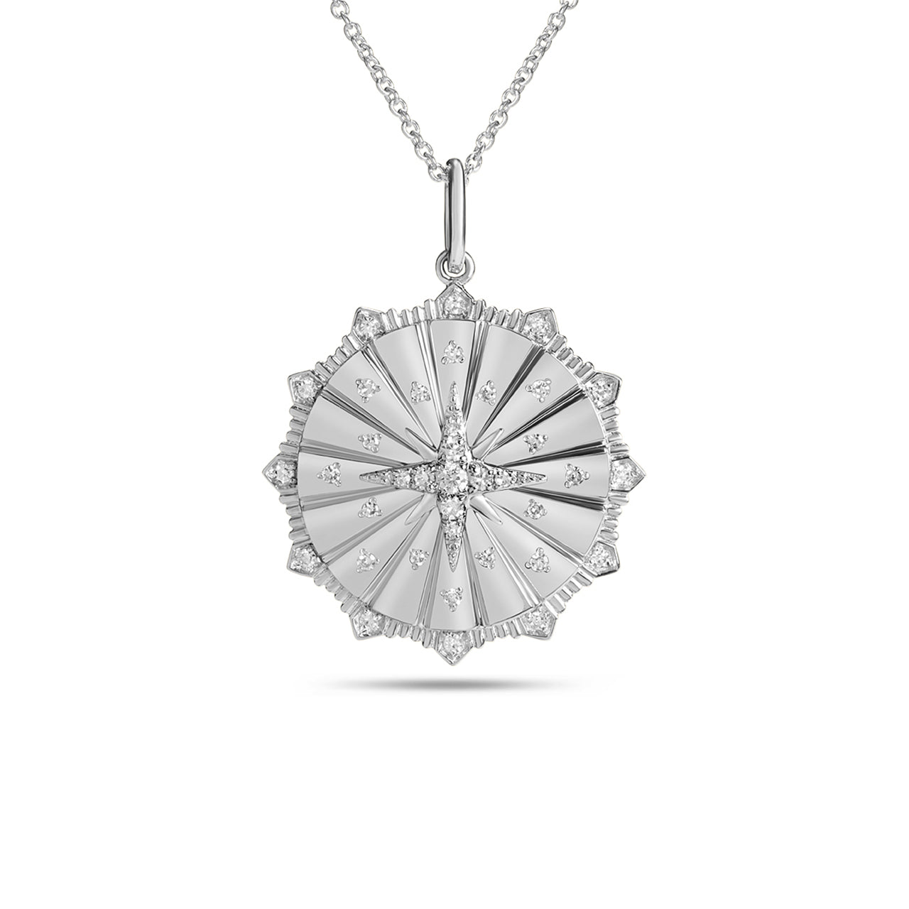Diamond Compass Galaxy 20mm Medallion Necklace