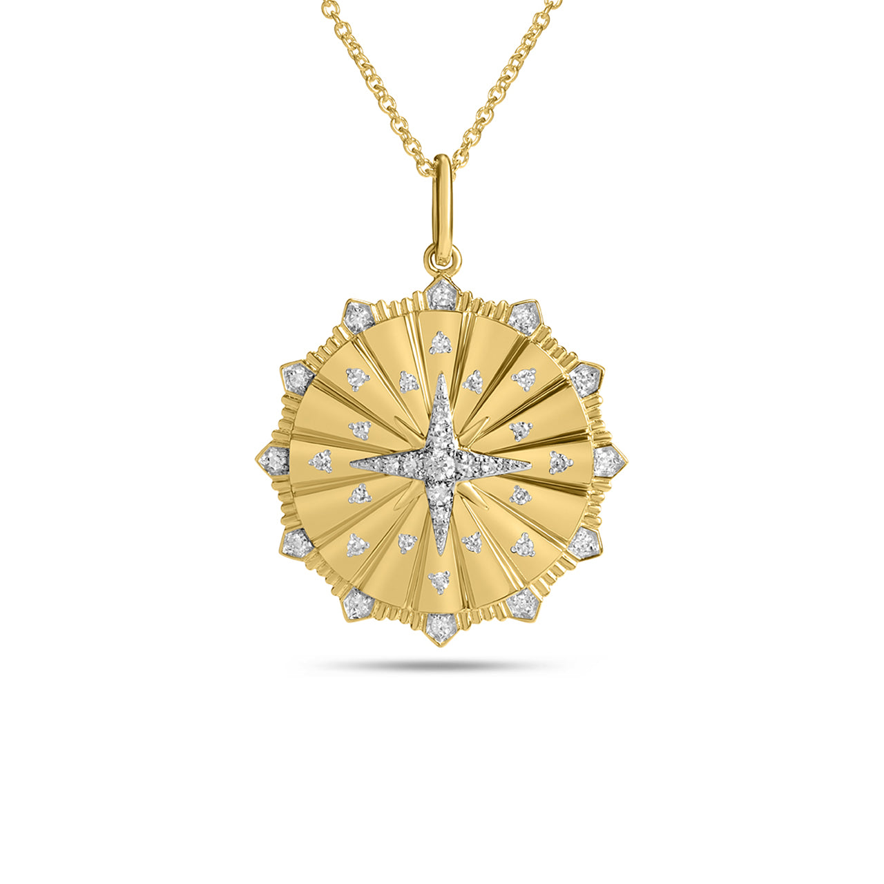 Diamond Compass Galaxy 20mm Medallion Necklace