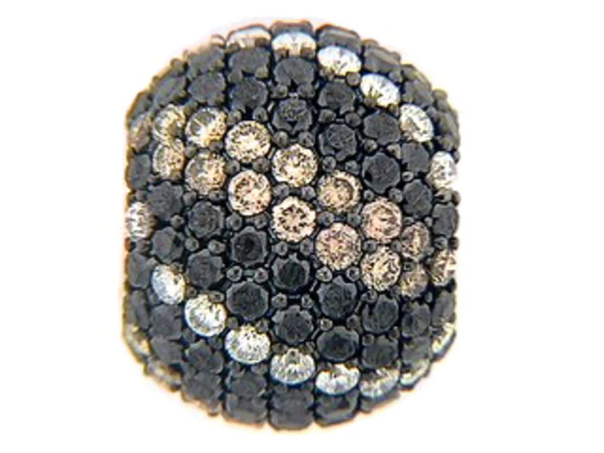 BLACK, BROWN & WHITE DIAMOND PENDANT, 14KW (R/N)