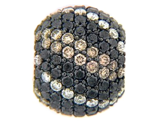 BLACK, BROWN & WHITE DIAMOND PENDANT, 14KW (R/N)