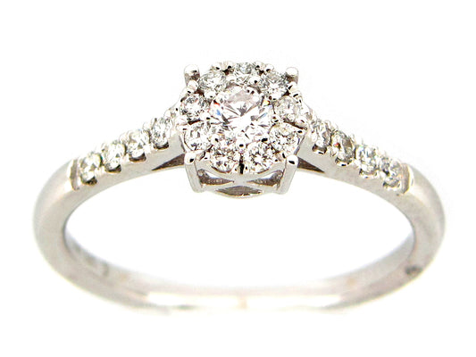 DIAMOND CLUSTER ENGAGEMENT RING, 14KW (N)