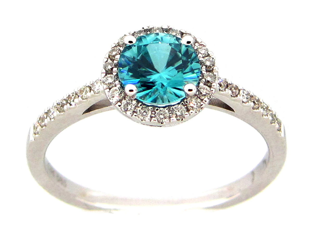 BLUE ZIRCON & DIAMOND RING