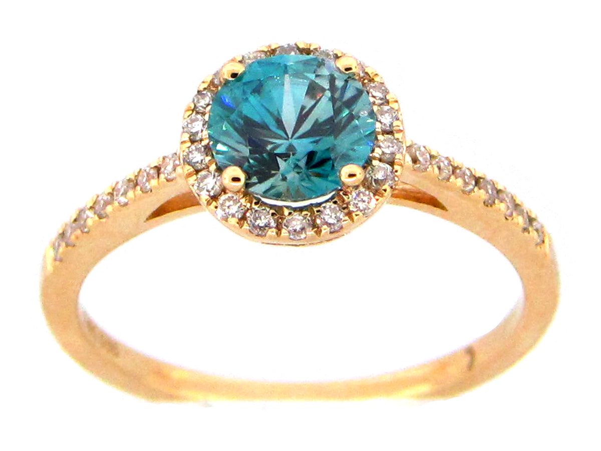 BLUE ZIRCON & DIAMOND RING