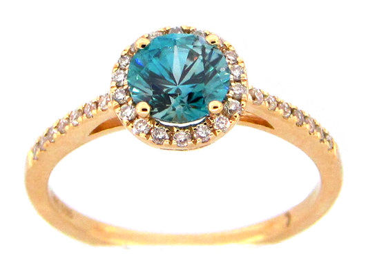 BLUE ZIRCON & DIAMOND RING