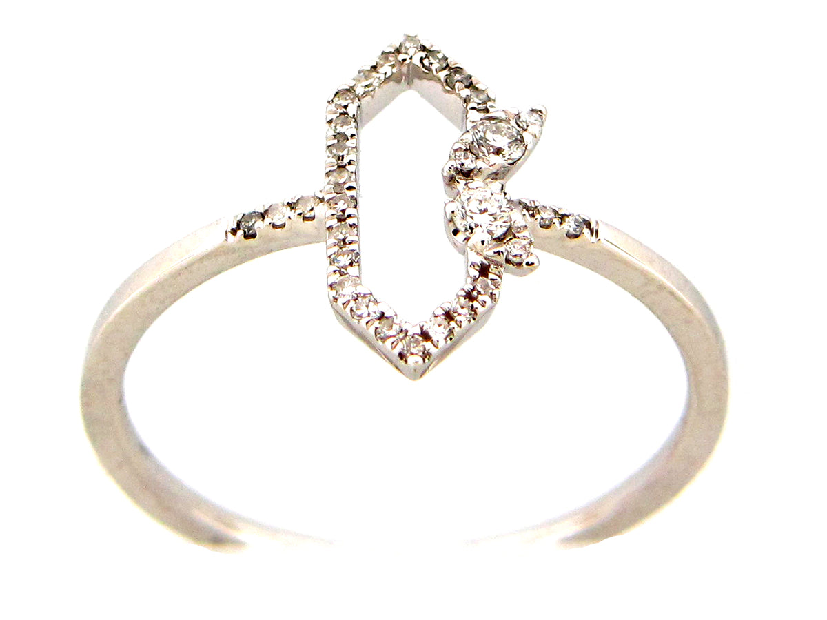 DIAMOND HEXAGON RING, 14KW (N)