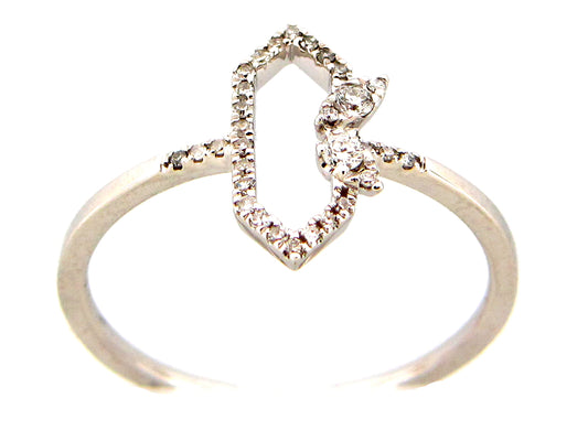 DIAMOND HEXAGON RING, 14KW (N)