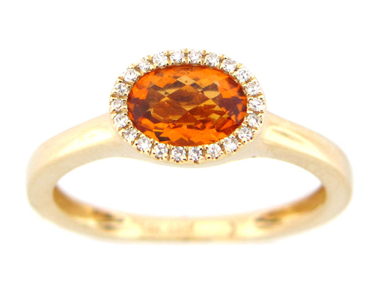 CITRINE & DIAMOND RING, 14KY (H)