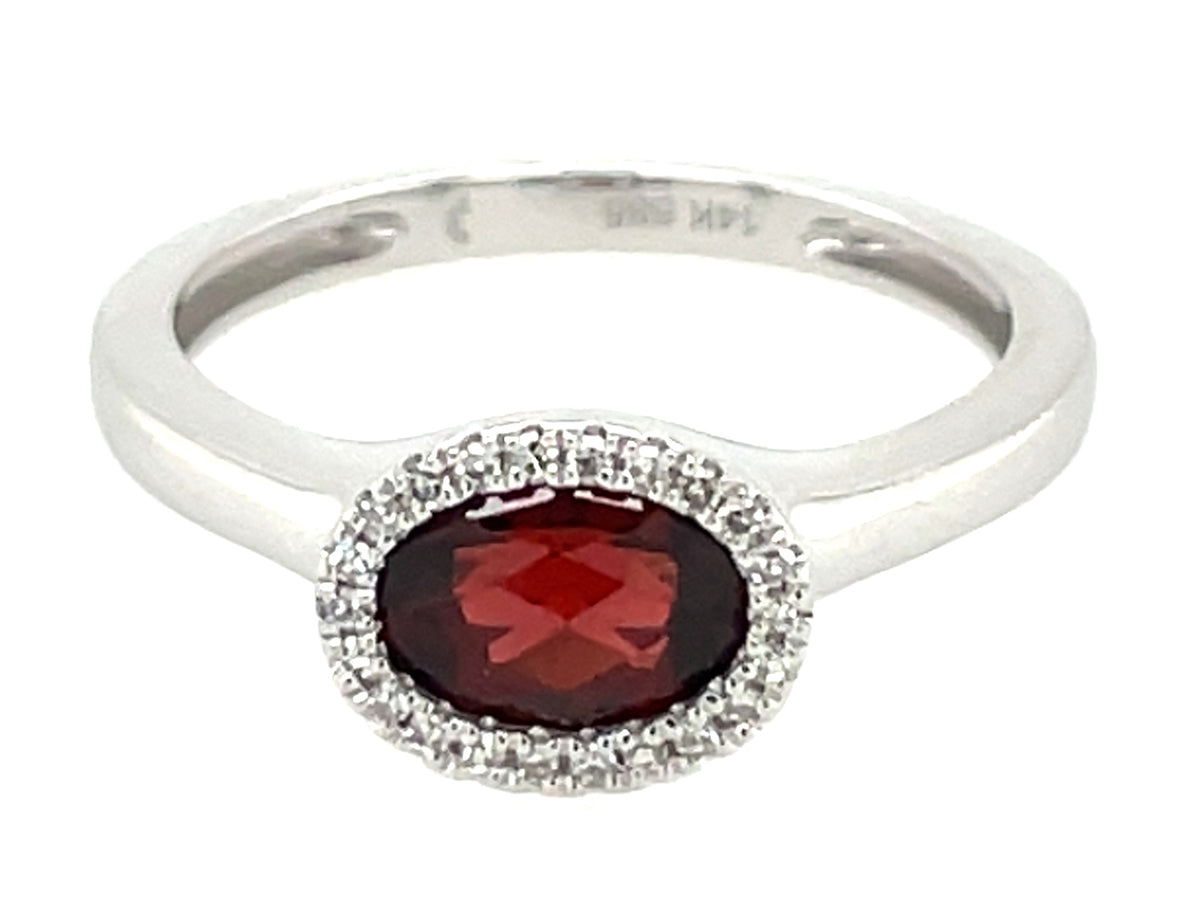 Garnet Diamond Ring, 14kw (N)