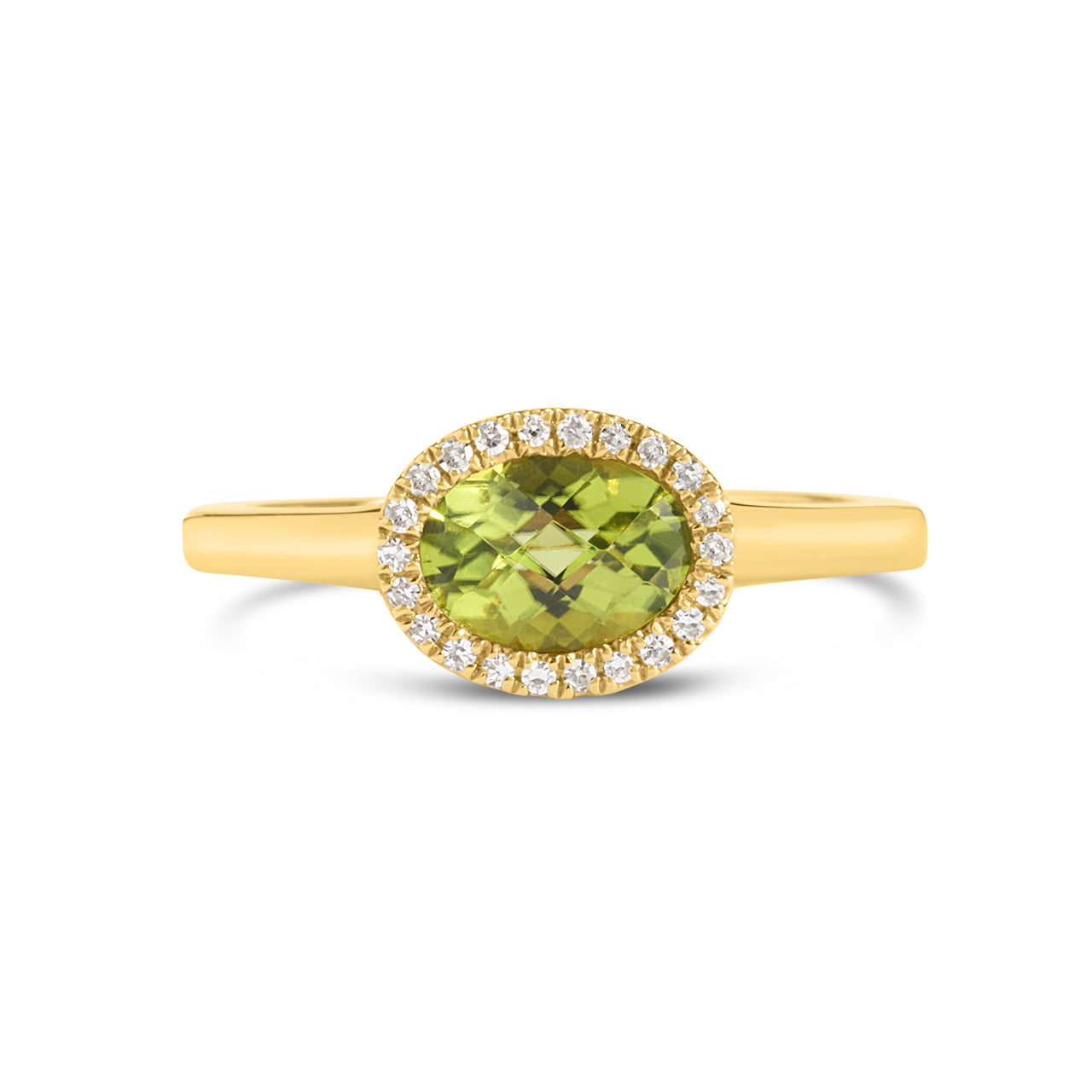 Peridot & Diamond East-West Ring