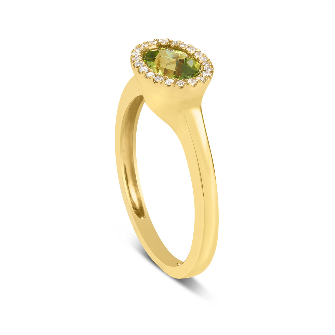Peridot & Diamond East-West Ring