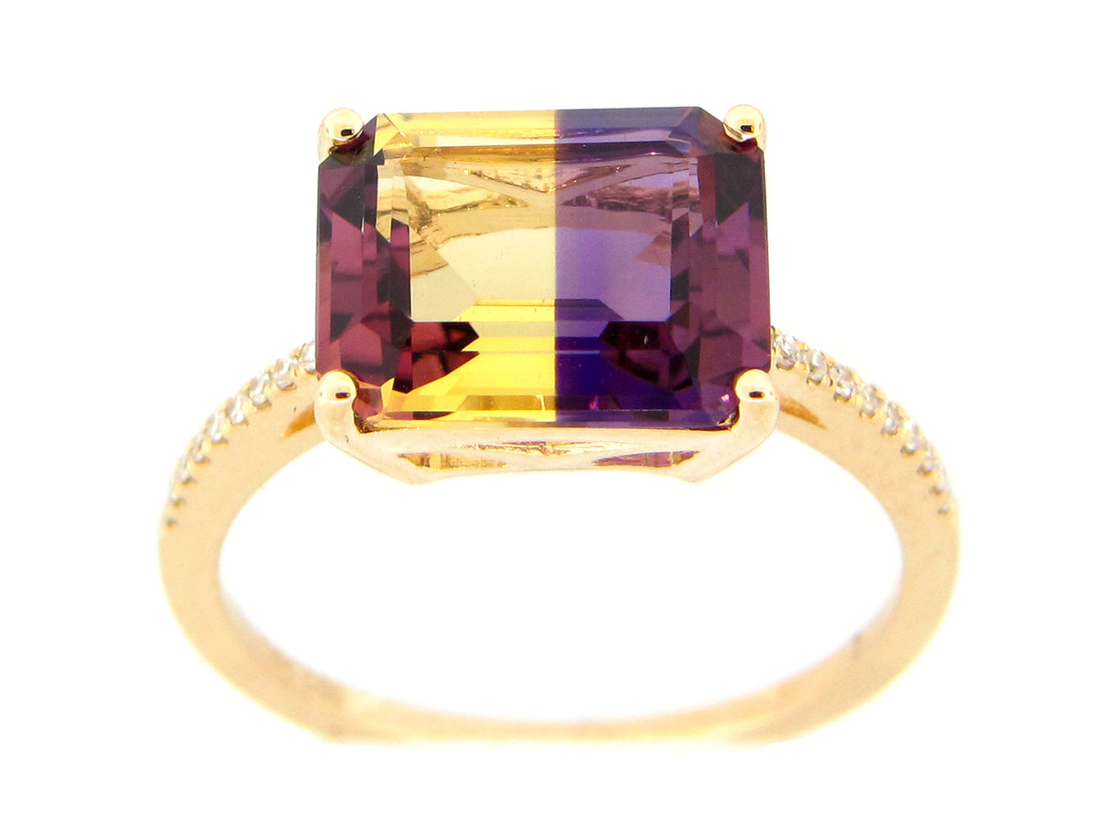 AMETRINE & DIAMOND RING, 14KY (H)