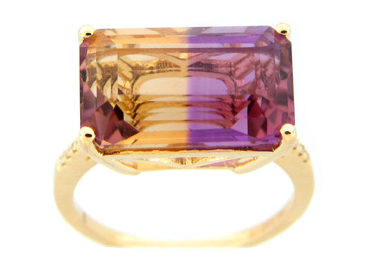 AMETRINE & DIAMOND RING, 14KY (H)