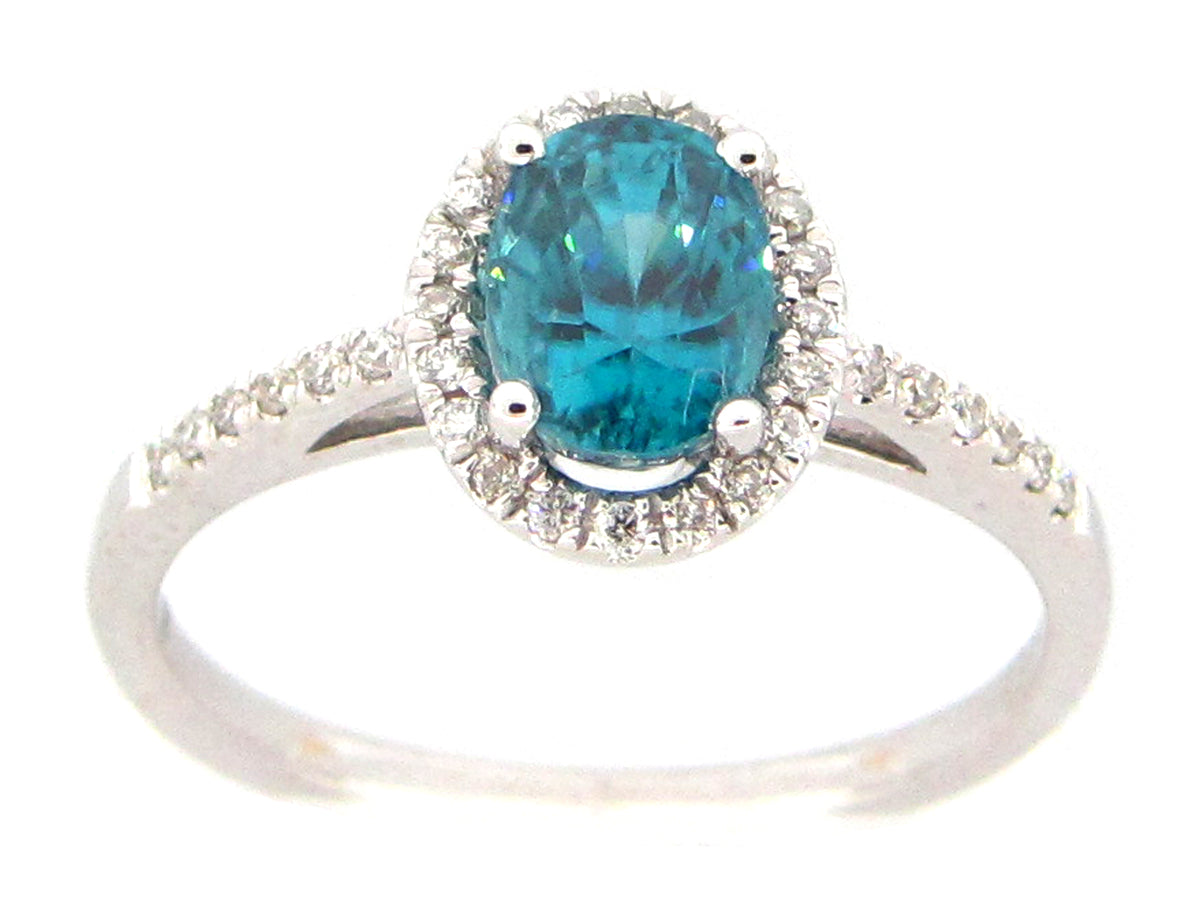 BLUE ZIRCON & DIAMOND RING