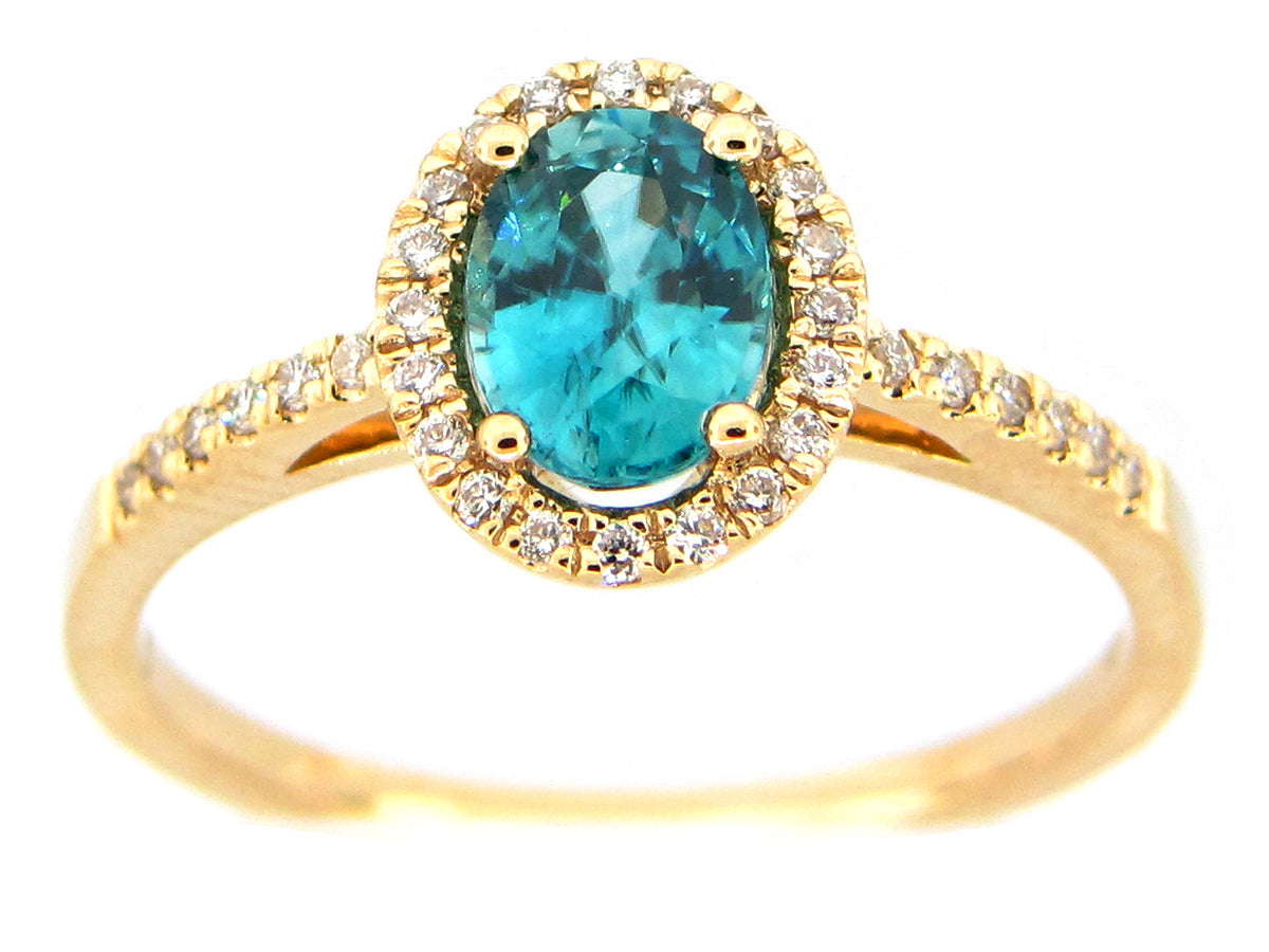 BLUE ZIRCON & DIAMOND RING