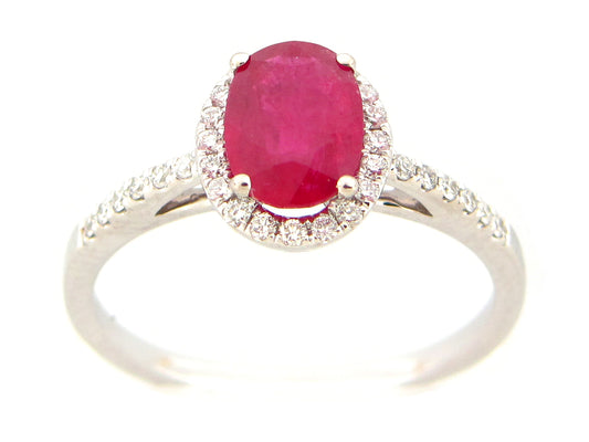 RUBY & DIAMOND RING, 14KW (H)
