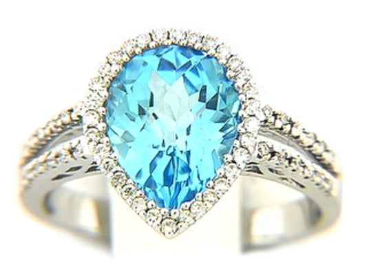 CHB SWISS BLUE TOPAZ & DIAMOND RING