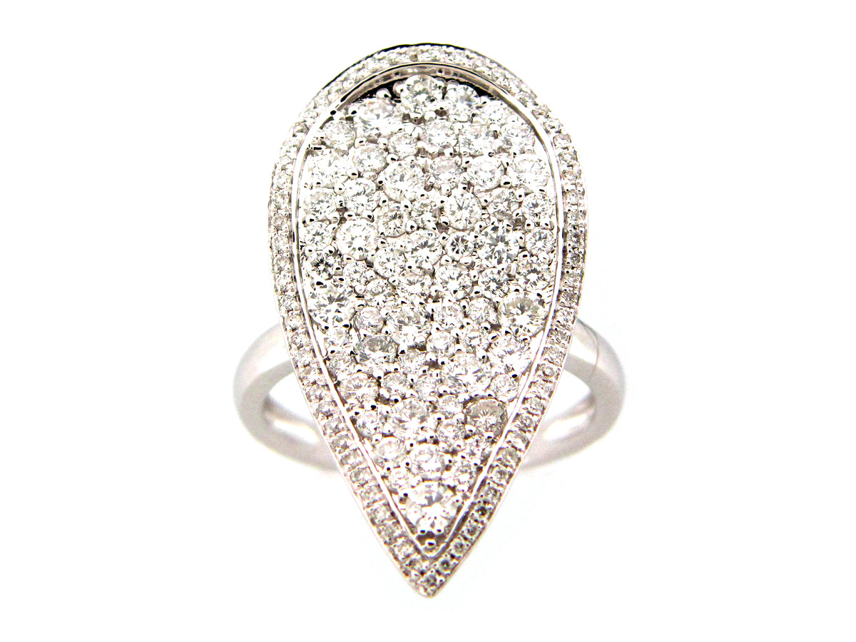 DIAMOND PAVE PEAR RING, 14KW (N)